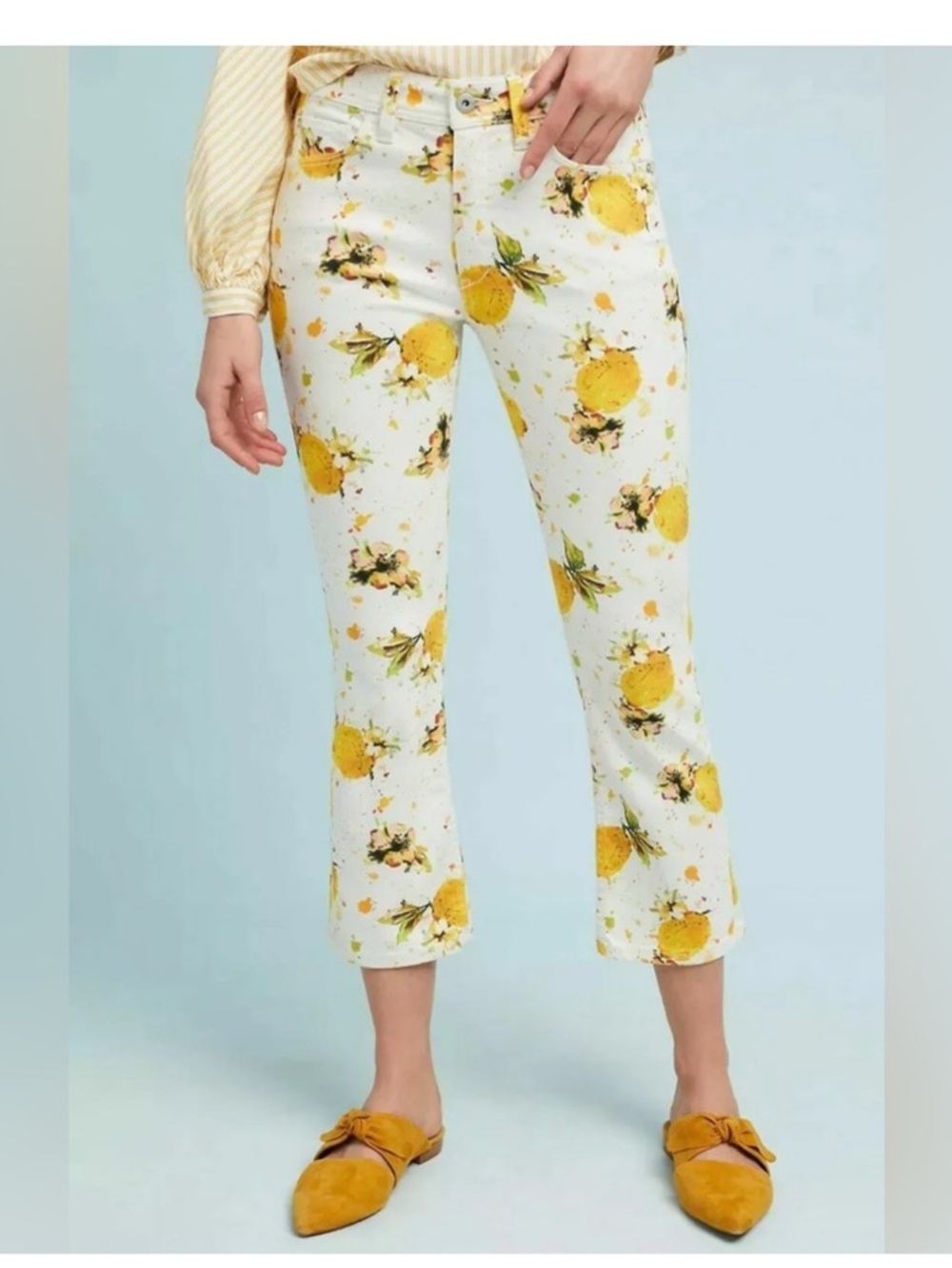 Pilcro and the letterpress fruitcore lemon grove high rise crop bootcut jeans 27